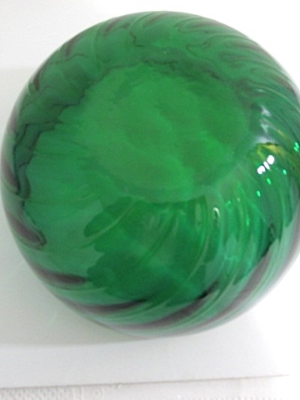 VTG 80s Emerald Green Swirl Glass Salad Bowl - Picture 5 of 6